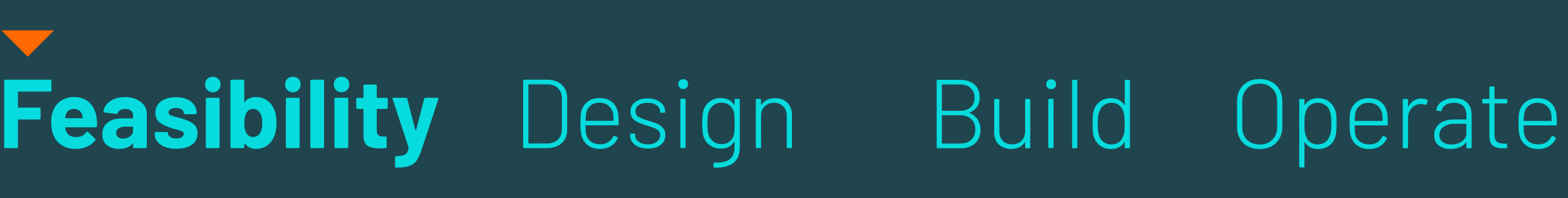 animated image with arrow pointing the words feasibility design build and operate